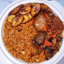 Jollof Rice Assorted / Goat Meat/ Fish